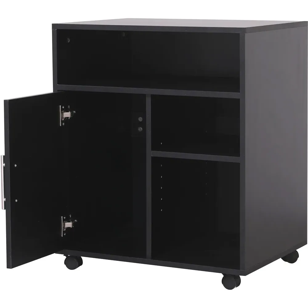 Single Door 3 Shelf Printer Cabinet - Black, MDF