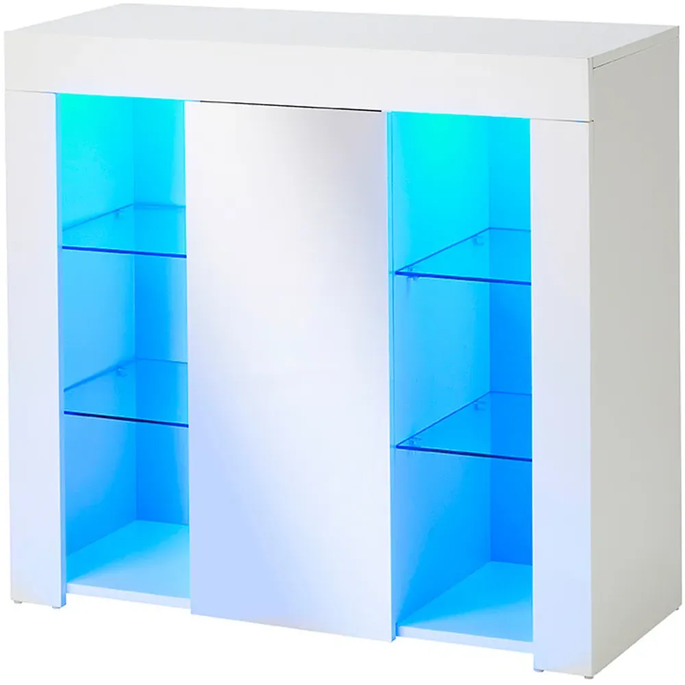 Single Door Buffet Cabinet with LED - White