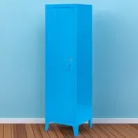 Single Door Locker Cabinet with Lock - Blue, Metal
