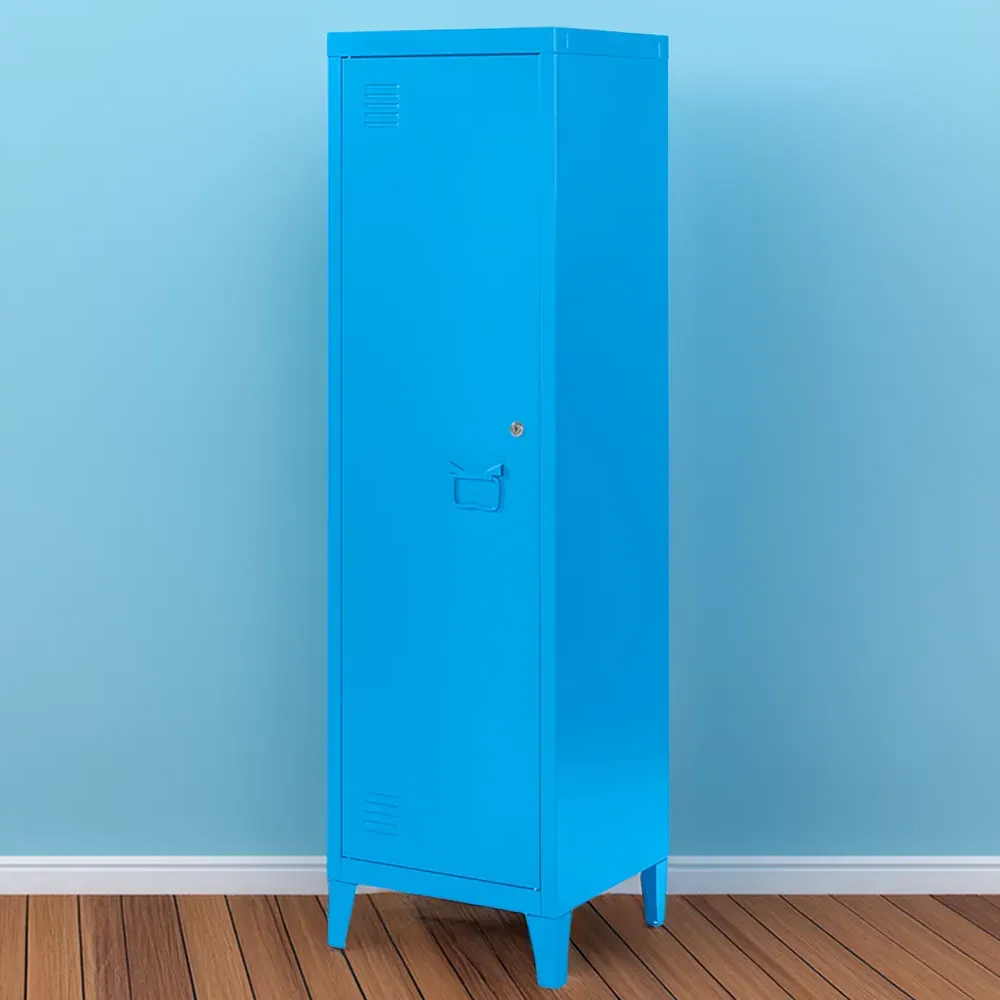 Single Door Locker Cabinet with Lock - Blue, Metal