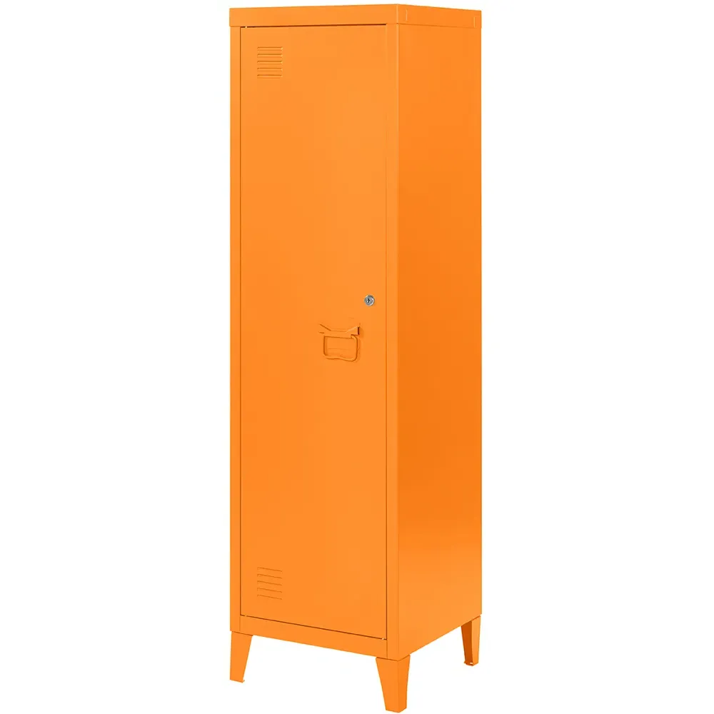 Single Door Locker Cabinet with Lock - Orange, Metal