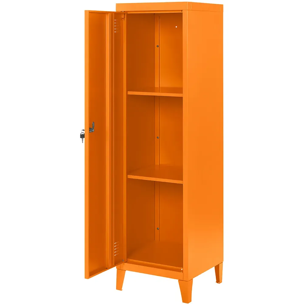 Single Door Locker Cabinet with Lock - Orange, Metal