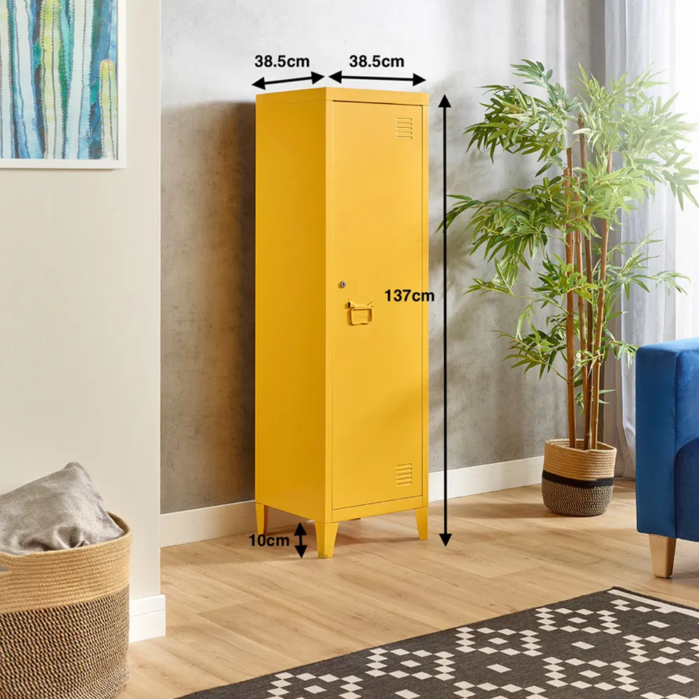 Single Door Locker Cabinet with Lock - Orange, Metal
