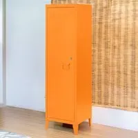 Single Door Locker Cabinet with Lock - Orange, Metal