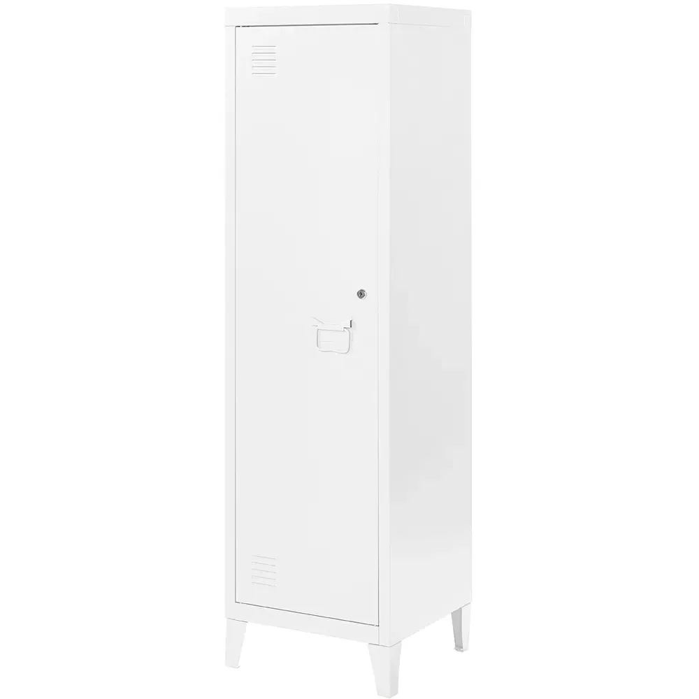 Single Door Locker Cabinet with Lock - White, Metal