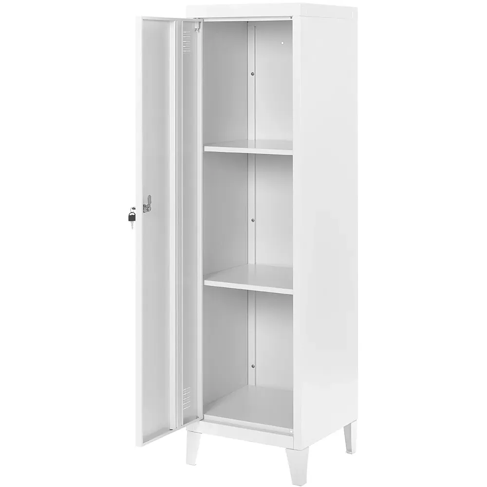 Single Door Locker Cabinet with Lock - White, Metal