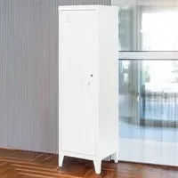 Single Door Locker Cabinet with Lock - White, Metal