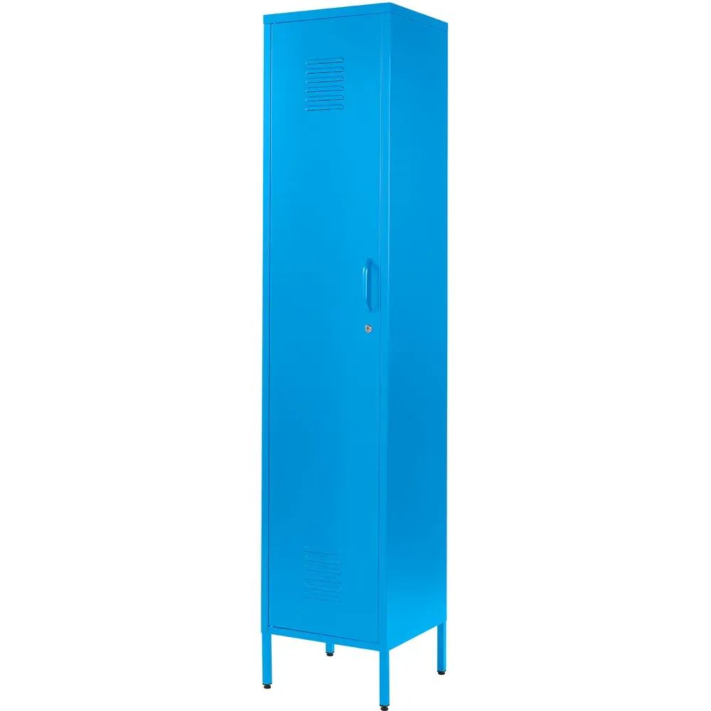 Single Door Tall Locker Cabinet with Lock - Blue, Metal