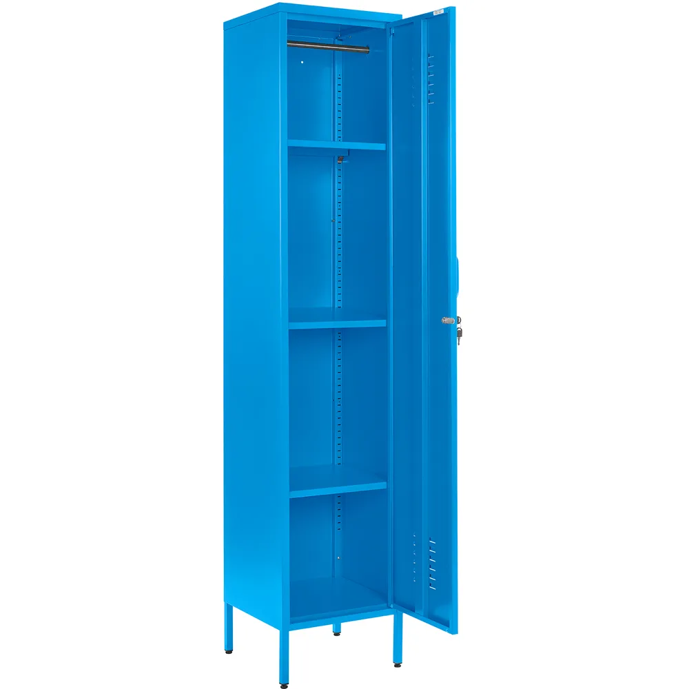 Single Door Tall Locker Cabinet with Lock - Blue, Metal