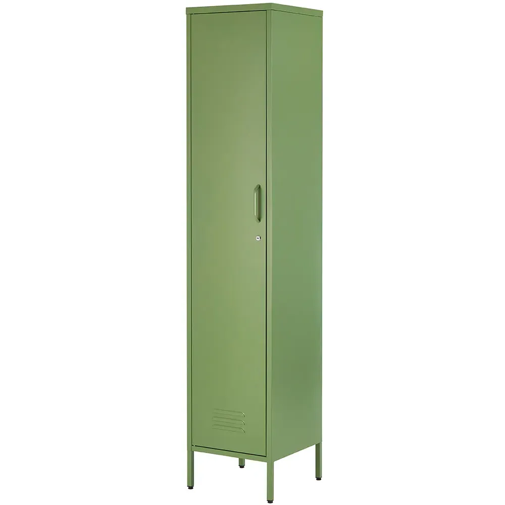 Single Door Tall Locker Cabinet with Lock - Green, Metal