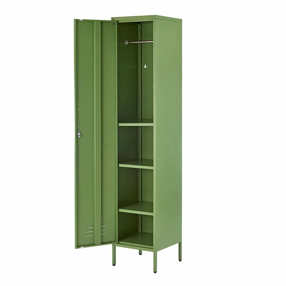 Single Door Tall Locker Cabinet with Lock - Green, Metal