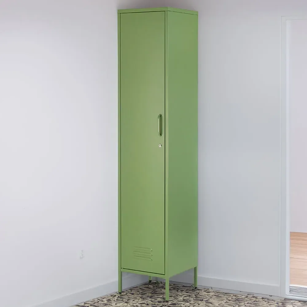 Single Door Tall Locker Cabinet with Lock - Green, Metal