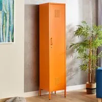 Single Door Tall Locker Cabinet with Lock - Orange, Metal
