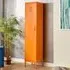 Single Door Tall Locker Cabinet with Lock - Orange, Metal