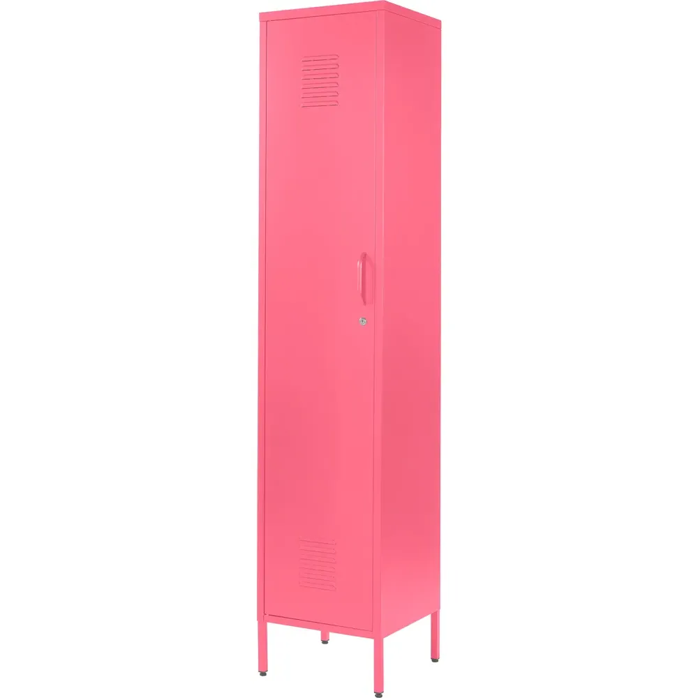 Single Door Tall Locker Cabinet with Lock - Pink, Metal