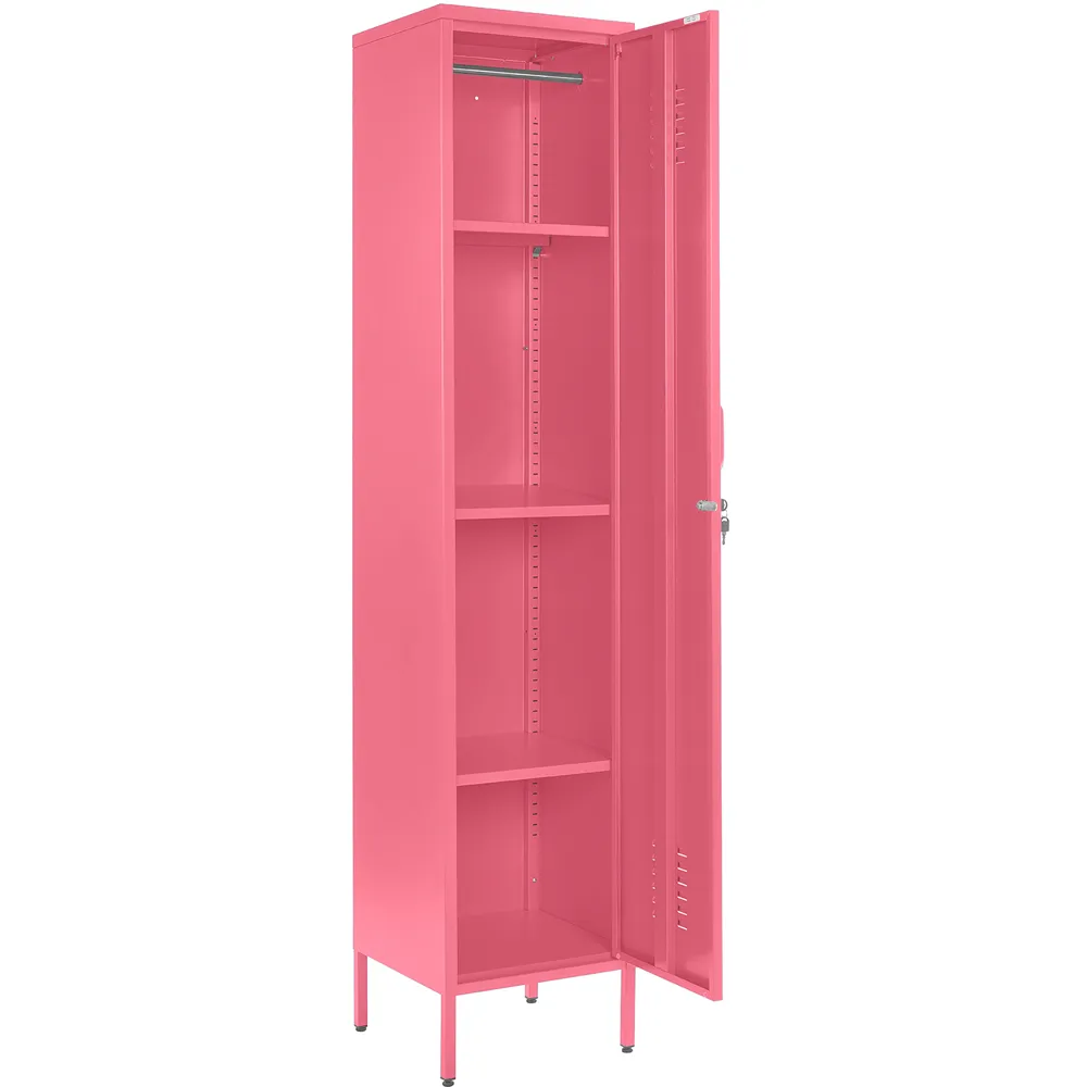 Single Door Tall Locker Cabinet with Lock - Pink, Metal