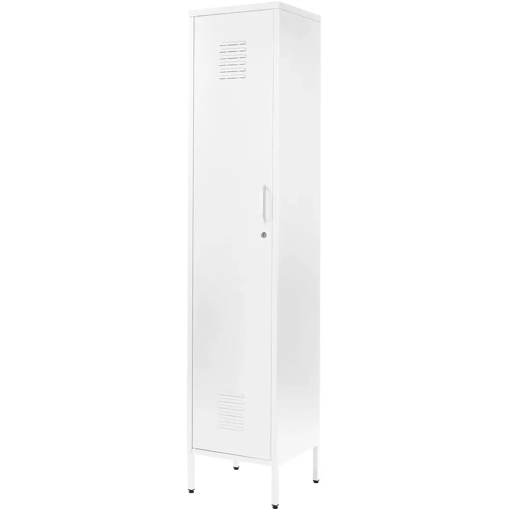 Single Door Tall Locker Cabinet with Lock - White, Metal