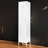 Single Door Tall Locker Cabinet with Lock - White, Metal