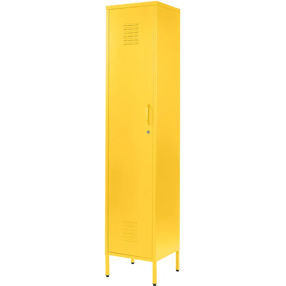 Single Door Tall Locker Cabinet with Lock - Yellow, Metal