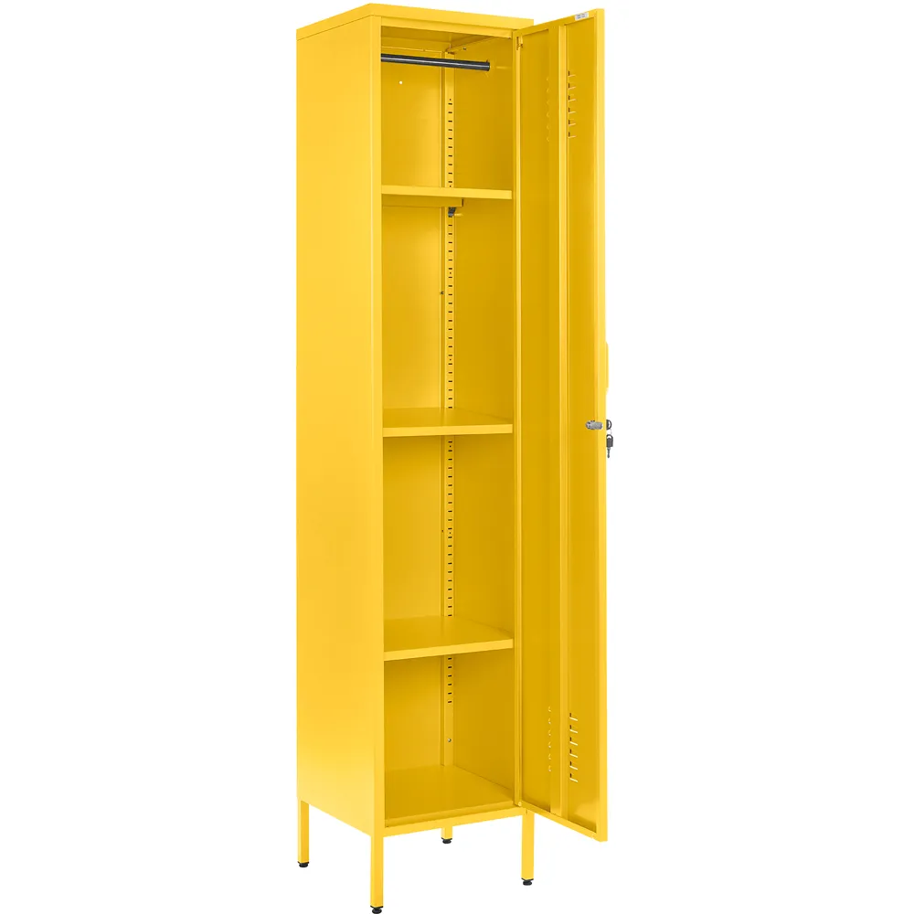 Single Door Tall Locker Cabinet with Lock - Yellow, Metal