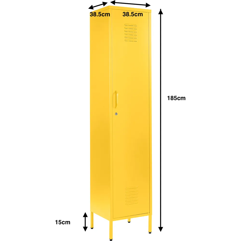 Single Door Tall Locker Cabinet with Lock - Yellow, Metal