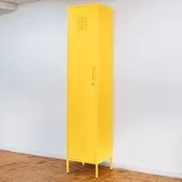 Single Door Tall Locker Cabinet with Lock - Yellow, Metal