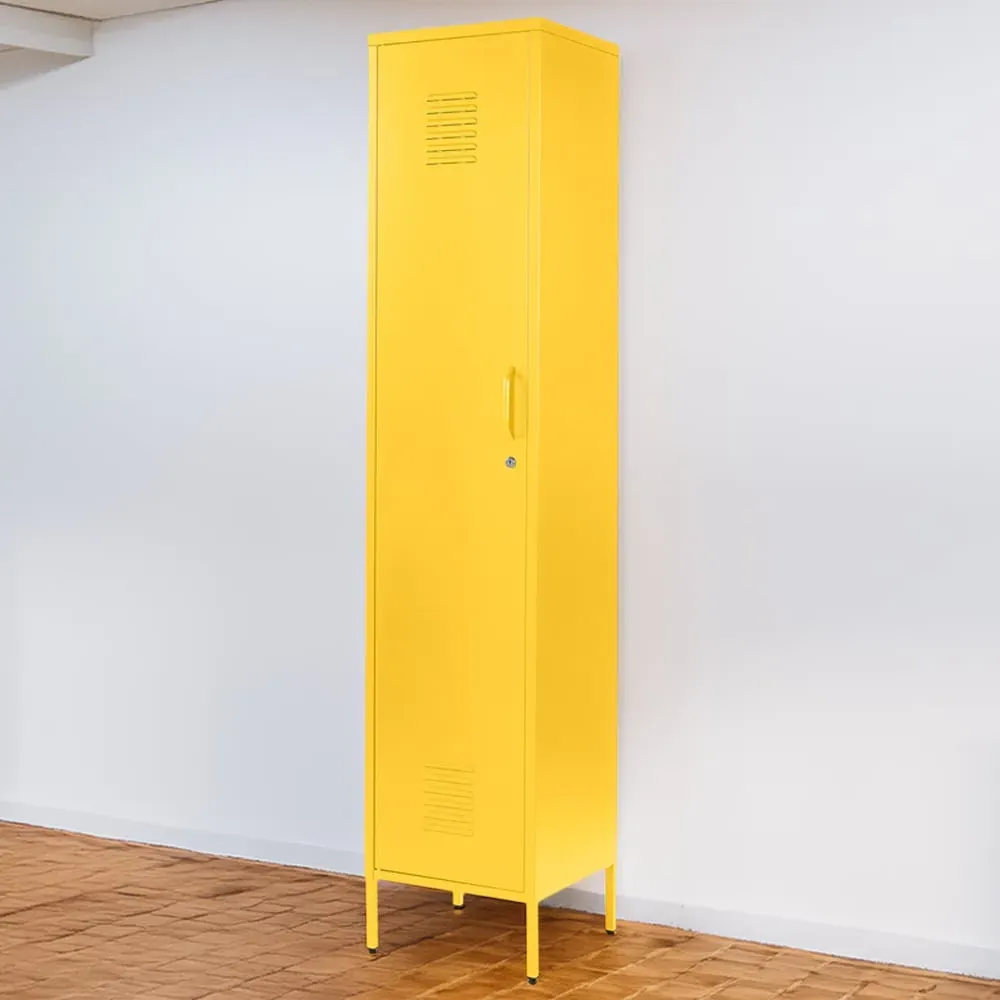 Single Door Tall Locker Cabinet with Lock - Yellow, Metal