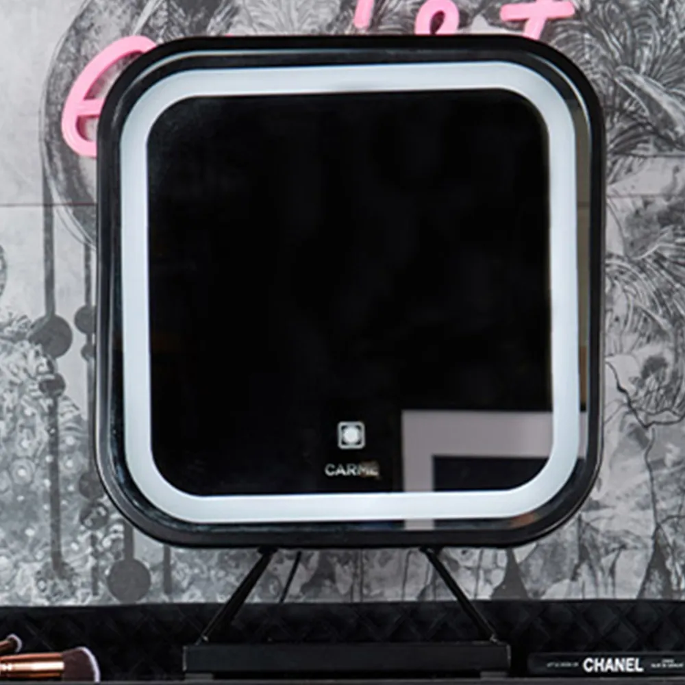 CARME Home Square LED Touch Sensor Vanity Mirror - Black
