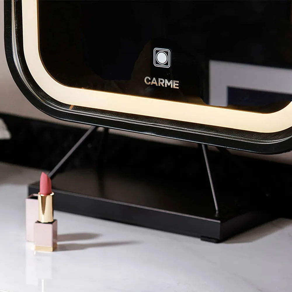 CARME Home Square LED Touch Sensor Vanity Mirror - Black