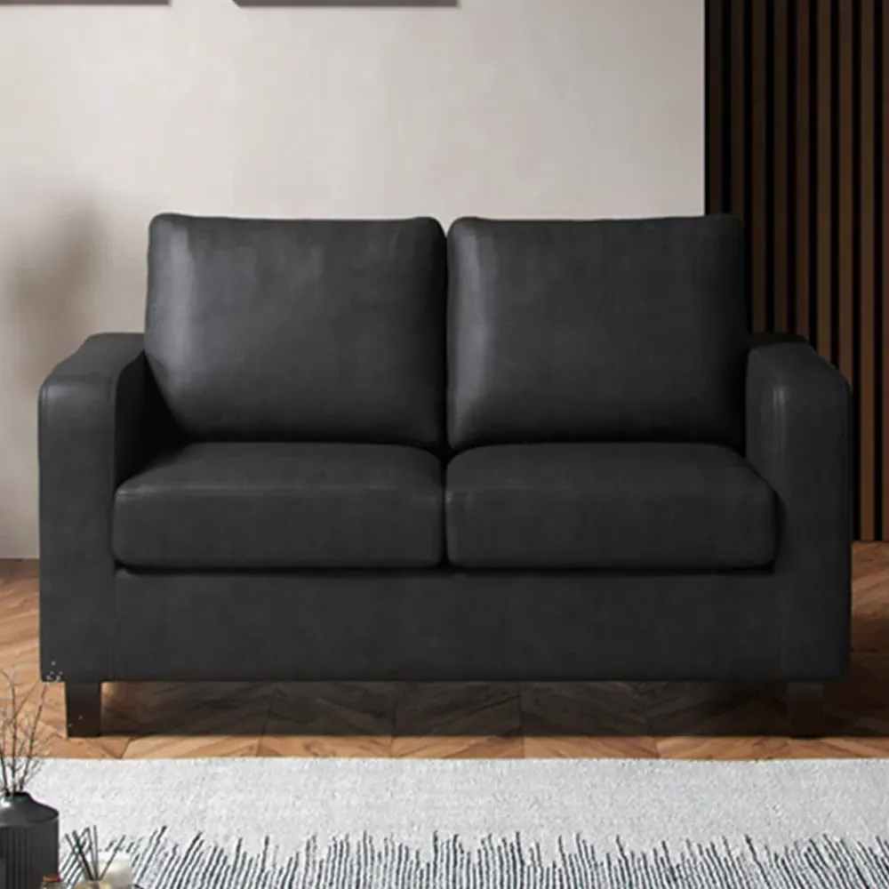 2-Seater Sofa - Black, PU Leather image