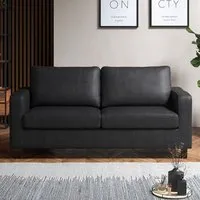 3-Seater Sofa - Black, PU Leather