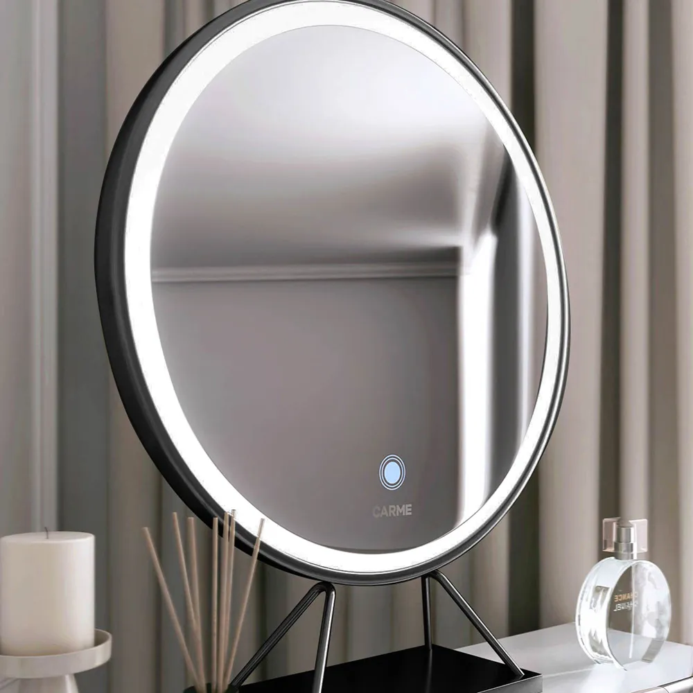 CARME 2 Drawer Dressing Table Set with LED Mirror - White, Black