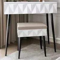 CARME Dressing Table with Padded Stool - White, Black