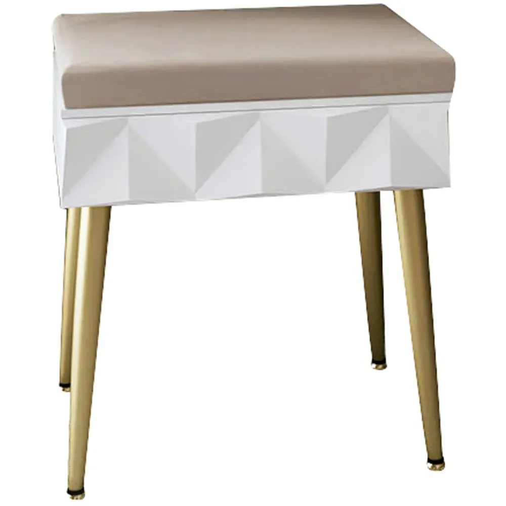 CARME Home Padded Storage Stool - White, Velvet