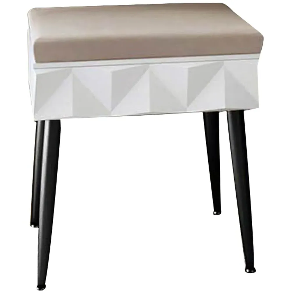 CARME Home Padded Storage Stool - White, Velvet