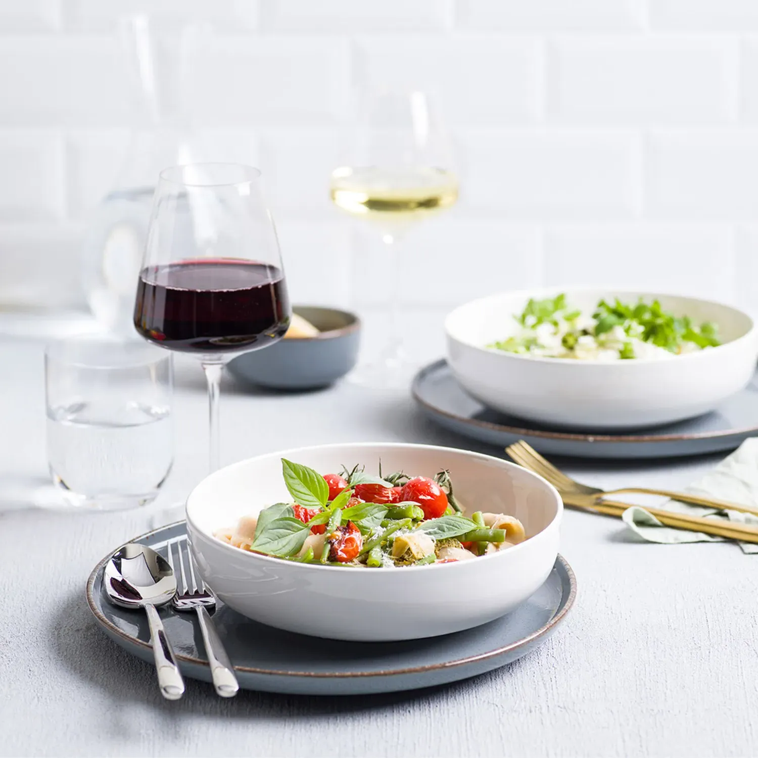 Set of 2 Pasta Bowls - White