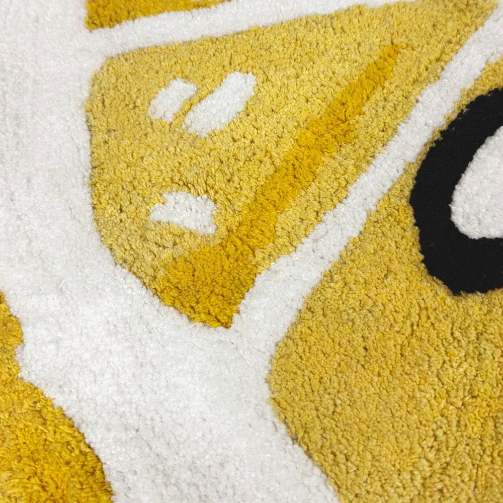 Half Circle Lemon Slice Non Slip Bath Mat - Yellow