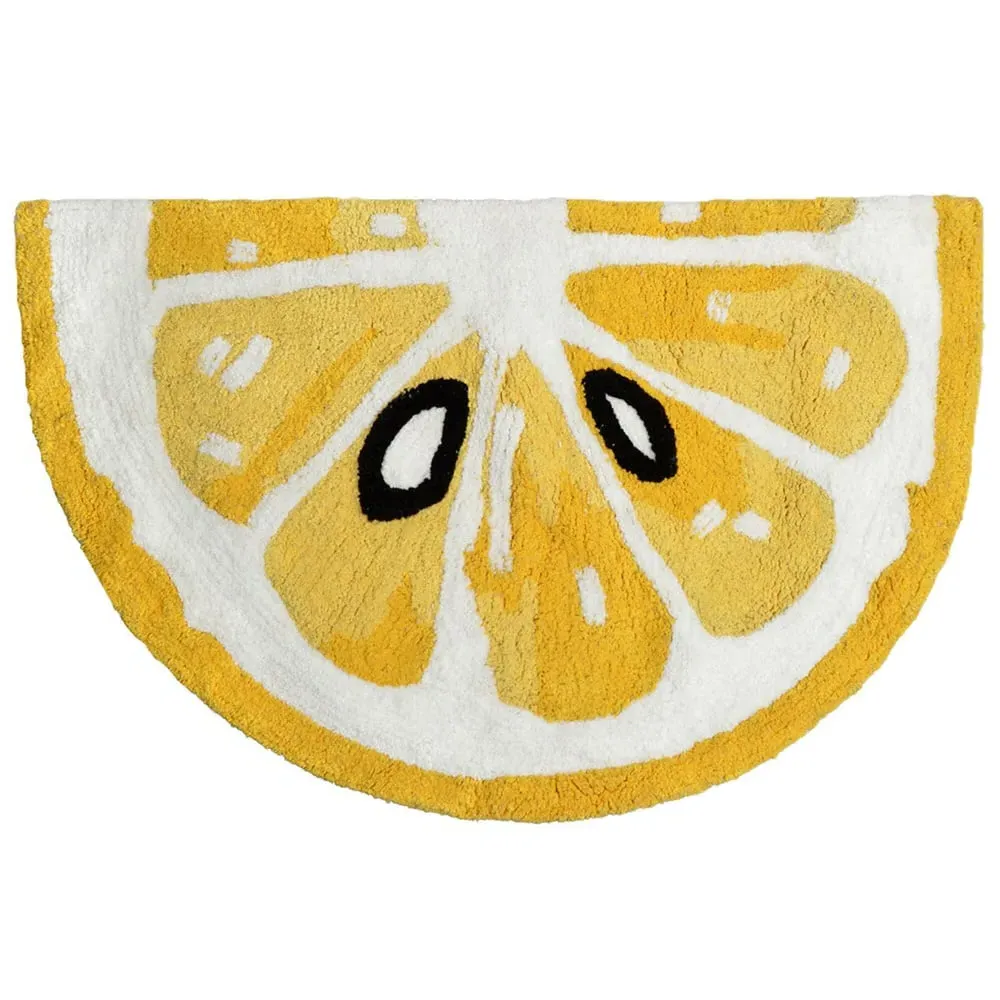 Half Circle Lemon Slice Non Slip Bath Mat - Yellow image
