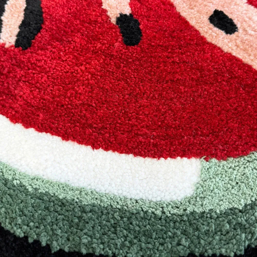 Half Circle Watermelon Slice Non Slip Bath Mat - Red