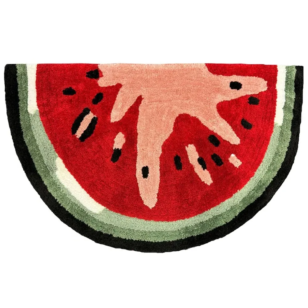 Half Circle Watermelon Slice Non Slip Bath Mat - Red