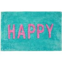 Happy Slogan Non Slip Bath Mat - Blue