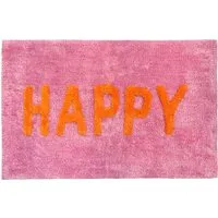 Happy Slogan Non Slip Bath Mat - Pink