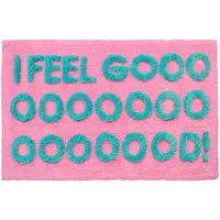 I Feel Good Slogan Non Slip Bath Mat - Pink