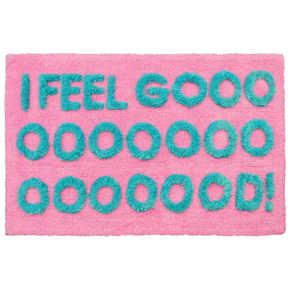I Feel Good Slogan Non Slip Bath Mat - Pink image