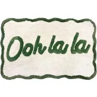 Ooh La La Slogan Scallop Bath Mat Non Slip - Green