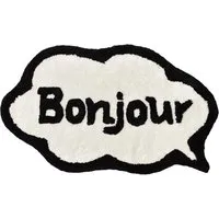 Speech Bubble Bonjour Slogan Non Slip Bath Mat - Cream