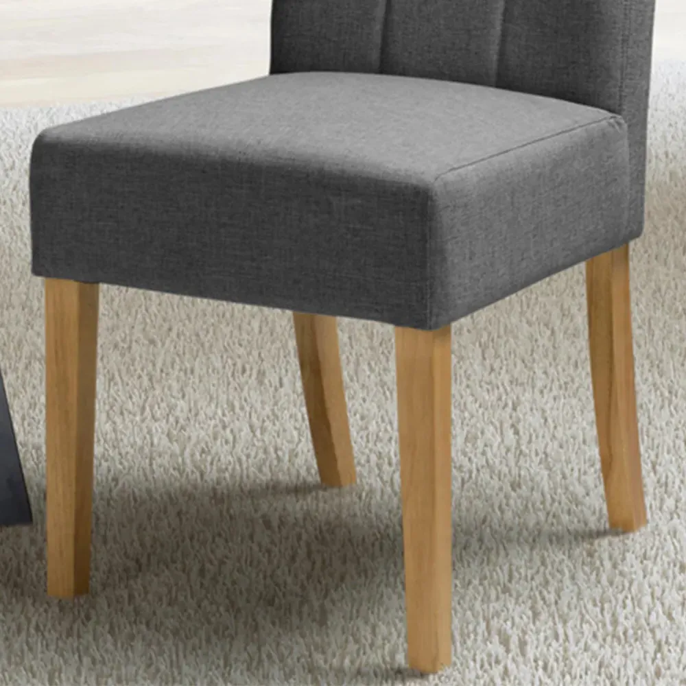 Set of 2 Dining Chairs - Grey, Linen Effect