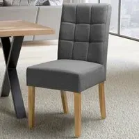 Set of 2 Dining Chairs - Grey, Linen Effect