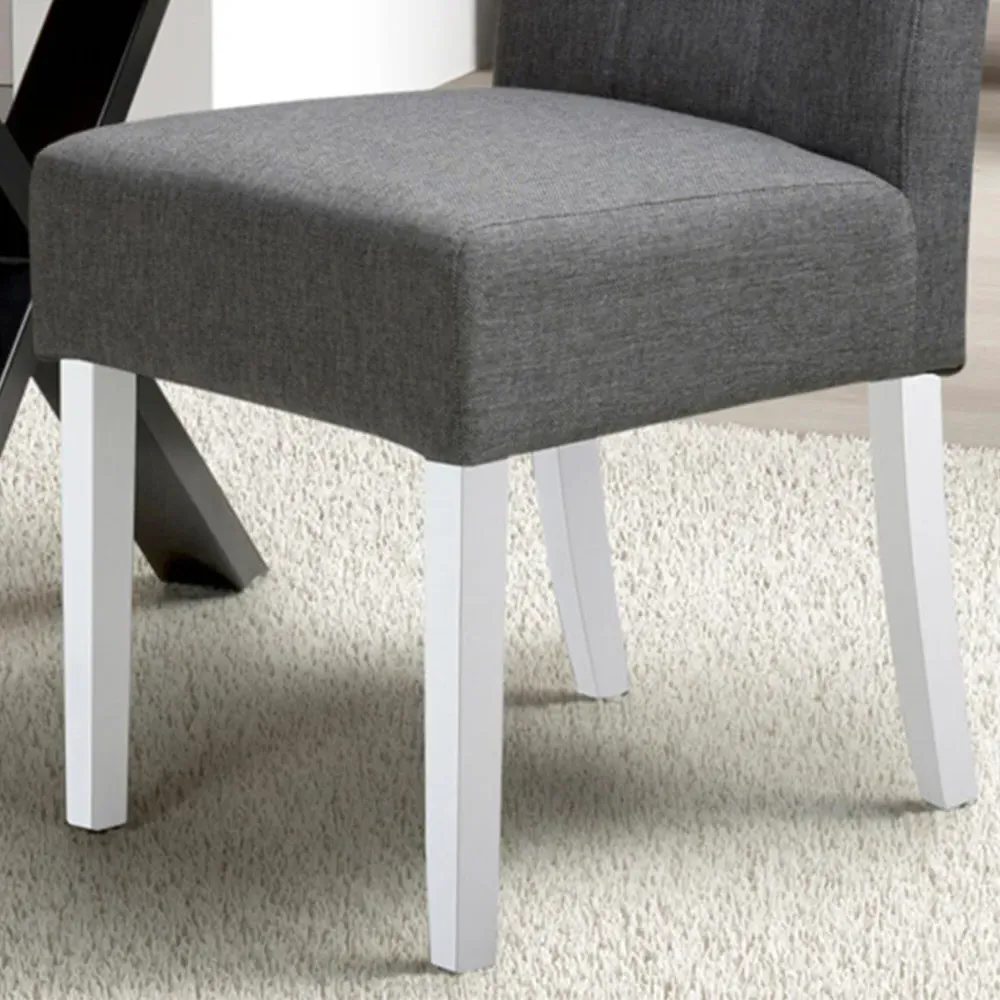 Set of 2 Dining Chairs - Grey, Linen Effect