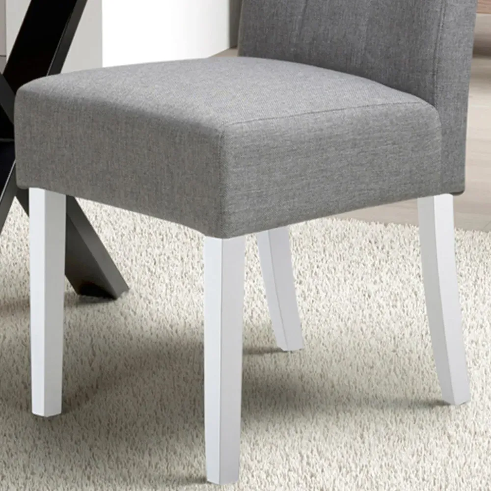 Set of 2 Dining Chairs - Silver Grey, Linen Effect